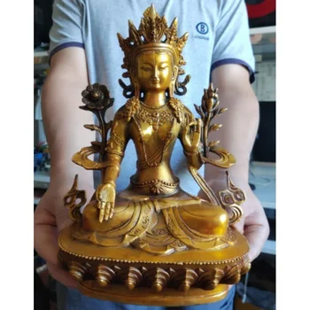 11-инчов позлатена бронзова статуя на Буда Бялата Тара, Античен храм на Бога на Бодхисатва на будизма