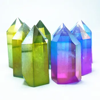 200/400/600 г Кристален жезъл с естествена аура, Прозрачно Кварцевое акупресура покритие, в два цвята скъпоценен камък, кула изцеление