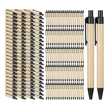 200 опаковки, черни химикалки със средна заострением Повдигащи химикалки от рециклирана крафт-хартия за офиса и училището на едро