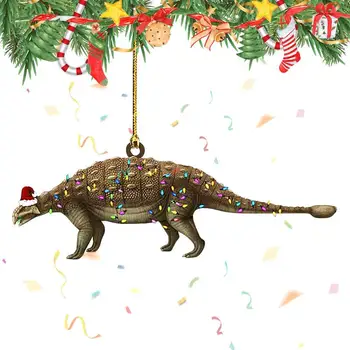2023 Коледна висулка с динозавром, Акрилни украса за Коледната елха, Висящи украшения с динозавром, Домашна Коледна украса