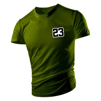 2023, мъжки Свободна удобни дишащи годишна ежедневна тениска с къс ръкав и 2D писмото принтом, бързосъхнеща