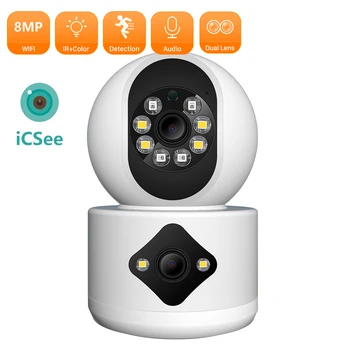 4-Мегапикселова Двухобъективная PTZ Камерата Автоматично Проследяване на Ai Human Detection Домашна Wifi-Инфрачервена Камера за Нощно Виждане USB Връзка Icsee