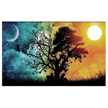 5D САМ Диамантена живопис Дърво на Желанията, Слънцето и Луната, Бродерия на кръстат бод, Планински кристал, Диамант, Домашен Декор