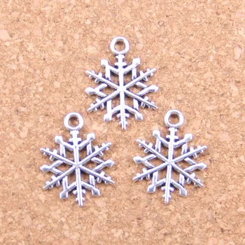 96 бр. Висулки във формата на снежинки 19x15 мм, антикварни окачване, древни тибетски сребърни накити, 