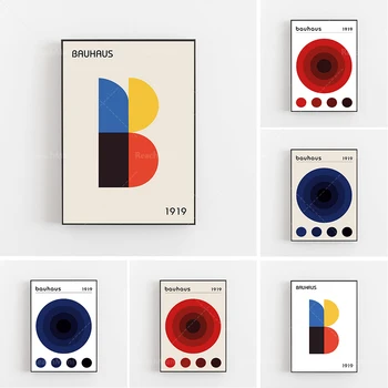 Affiches minimalistes du Баухаус, estampes d ' exposition du Баухаус, estampes du Баухаус, Walter Gropius, art du Баухаус, Mies va