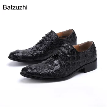 Batzuzhi/Кафяви /черни Модни Мъжки Обувки-Oxfords Италиански Тип, Мъжки Обувки, Ръчно изработени дантела, Вечерни Модела обувки От естествена Кожа, 38-46