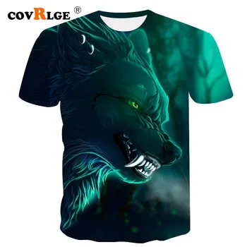 Covrlge 3D Мъжка тениска Със Зелени Принтом Светло Вълк, Мъжки t-shirt, Летните Забавни Върхове с кръгло деколте и къс ръкав 2019 MTS543