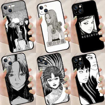 Junji Ito Horror Manga Мек Силиконов Калъф За iPhone 13 12 11 14 Pro Max X XR XS Max 6 7 8 Plus SE2 12 Mini Case