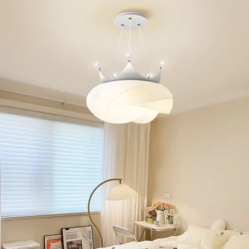 Led висящи лампи Crown Лампа за детска стая на Тавана лампа за спални и кабинет в кремовом стил Прости модерни домашни осветителни тела за вътрешно осветление