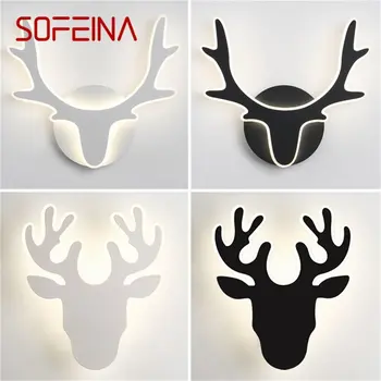 SOFEINA Nordic Творчески стенни аплици, лампи, модерни осветителни тела с глава на елен за декорация на дома, спални.