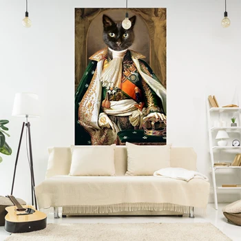 XxDeco, Гоблен със забавни животни, Портрети на котки, известни личности, стенни килими, художествена естетика, спалня Или къща за украса
