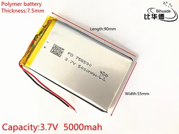 Безплатна доставка 755590 Литиево-йонна акумулаторна батерия с капацитет 5000 mah 3,7 В, резервна литиево-полимерна акумулаторна батерия
