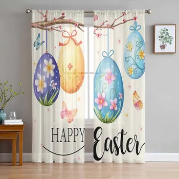 Великденски яйца на дръвче, Вуалевые завеси за прозорците на спалнята, Тюлевая завеса за всекидневната, прозрачни щори, пердета