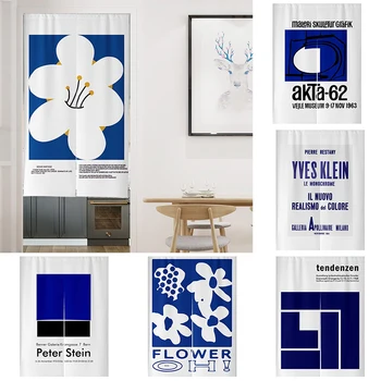 Вратата се завеса Klein blue Nordic Flower за хол, спалня, затемняющая завеса, бельо плат за украса на дома, Полупрозрачна Завеса