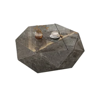 ГГ Италиански минималистичен масичка за кафе от черен кристал и мрамор модерен минималистичен форма