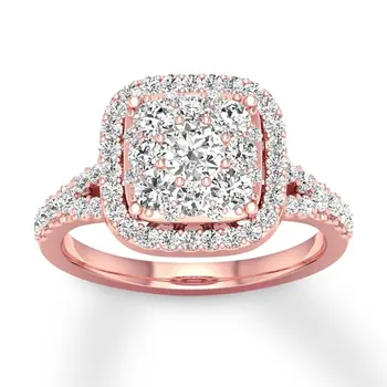 Годежен пръстен HESHI с меден диамантен пръстен кръг нарязани от розово злато за жени, сватбената ретро-новост за момичета