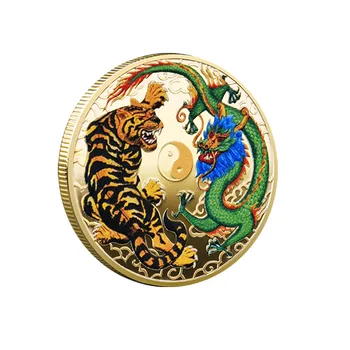 Дракон, летящ в небето, медал с изображение Тигрового сияние, Древните китайски митове, Легенди, Възпоменателни монети, тай чи Ви Донесе късмет