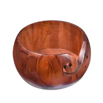 Дървена купа за прежда за ръчно изработени, кръгла купа за съхранение на вълна премиум-клас, дървена купа за съхранение на прежди, органайзер за шевни принадлежности