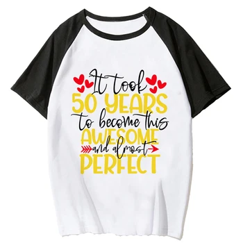 Женска тениска с 50-годишен юбилей, забавна тениска за момичета, дизайнерски дрехи y2k