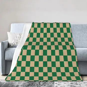 Кафяво-кафяво и кадмиево-зелена шахматната дъска, Ультрамягкое одеяло от микрофлиса