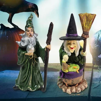 Креативен маса за магически вещиците на Хелоуин, Статуята на хуманоидни от смола, за украса на плотове за домашна тематични партита, Декорация, подарък