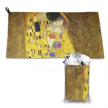 Кърпи за баня с 3D принтом Klimt The Kiss Притежава Силен Водопоглощением Klimt The Kiss Целувки Timelessfancy Gold Целувка на Густав Климт