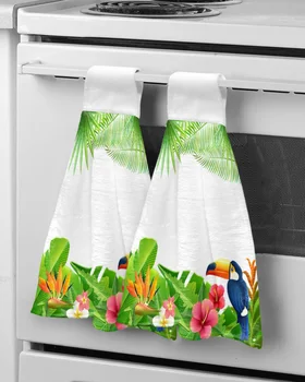 Кърпи за ръце и с тропическа зеленина и цветя Тукана за баня, впитывающее кухненски кърпи от микрофибър кърпа за почистване на съдове