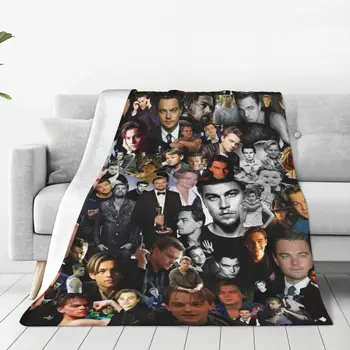 Леонардо Ди Каприо Колаж Пушистое одеяло Реколта наметала за домашна, хотелска дивана 150*125 см Одеяло