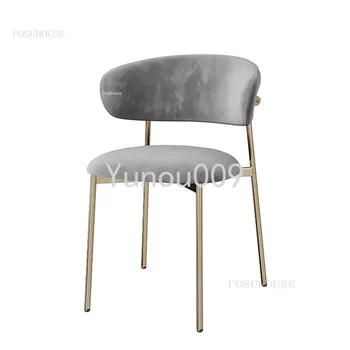 Луксозен стол за хранене Модерна минималистичная мебели с гръб от ковано желязо, цветни трапезни столове от пяна с памет ефект D Nordic