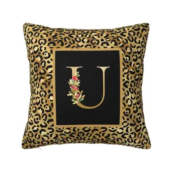 Луксозна калъфка с писмото принтом леопард за дома, изработени по поръчка Квадратна калъфка 40x40 см, калъфка за хол