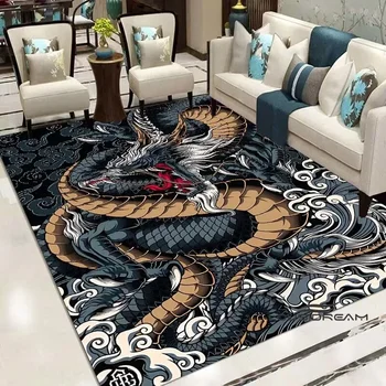 Мат с изображение на дракон и килими с 3D печат, украсени с животни, са подходящи за килима в хола, спалнята, коридора.