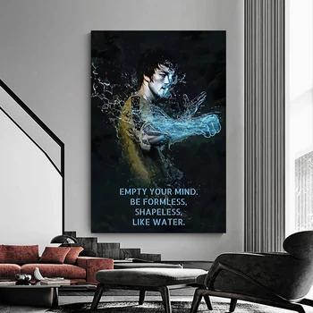 Модерен известния киногерой Брус Лий, Вдъхновяващи плакат, печат върху платно, картина за хола, декорация на дома, тапети, снимка