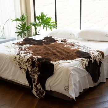 Модерен нескользящий килим от телешка кожа с висока имитация, хол, спалня, диван, плюшена подложка
