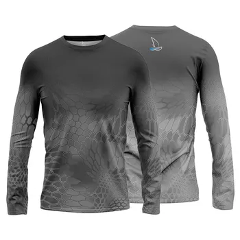 Модерна мъжка тениска с принтом, риза за риболов с дълъг ръкав, дишащи върхове със защита от ултравиолетови лъчи за спорт на открито 6XL