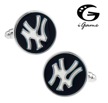 Нов прием на iGame Дизайнерски копчета за ръкавели с лого бейзболен отбор Безплатна доставка