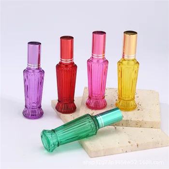 Нов цветен стъклен флакон за парфюм обем 15 мл, дебела мини-опаковки за козметика с аромат, флакон-спрей, стъклени флакони за еднократна употреба за пътуване