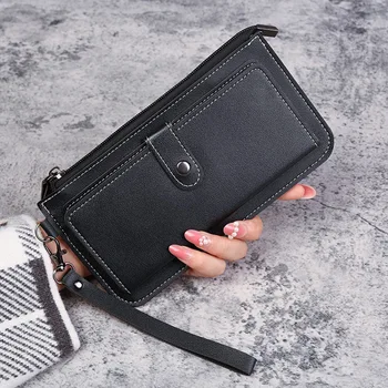 Нова дамска чанта с дълга многофункционален цип, многощелевой закопчалка за ръце, студентски портфейл с цип