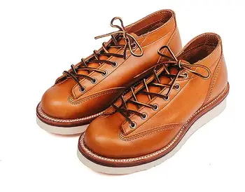 Ново записване, мъжки обувки, ръчно изработени от естествена кожа в ретро стил, кратки обувки с кръгло бомбе, ежедневни обувки на дантела-за мъже