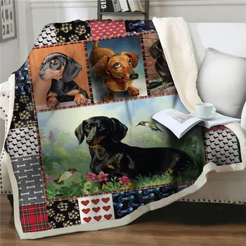 Одеало Шерпа с това сладко кученце от карикатура, Меки Топли завивки за пътуване, Пикник, Плюшени Флисовые завивки за легла, мека мебел, легла за домашен офис