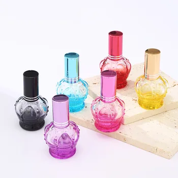 парфюм в форма на короната обем 12 мл, Флакон-спрей бутилка от цветно стъкло, Преносима Бутилка за дозиране козметични проби, Празни бутилки за Многократна употреба