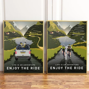 Плакат с пейзаж, планинско колоездене 