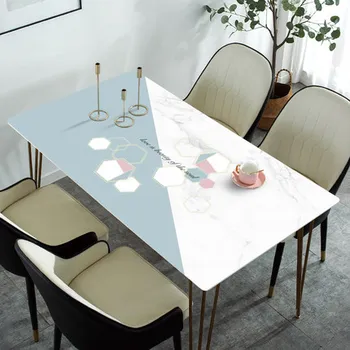 Подложка за маса в скандинавски стил Marblr Проста и модерна покривка от PVC, Меко стъкло, покритие на маса без мирис, подложка за украса на дома масата за хранене