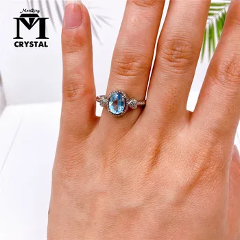 Преходни пръстен, Пръстени с кристали естествен син топаз Бижута от кварц със скъпоценни камъни Индивидуално пръстен Коледни подаръци