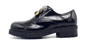 Продажба на едро на висококачествени черни мъжки обувки от естествена кожа, ежедневни обувки с кръгло бомбе и бутони, мъжки обувки дантела за мъже