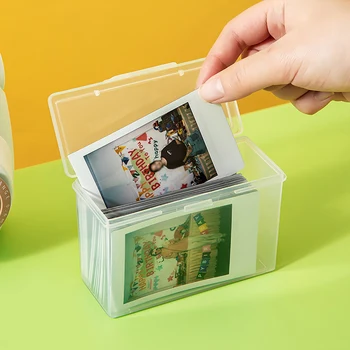 Прозрачен Калъф за съхранение на снимки Idol Пластмасови Албуми Kpop Фотокарточки Органайзер за събиране на малки картички Кутия държач за фотокарточек