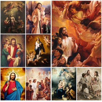 Религия Исус християнството Плакат на Единението на Дева Мария от Стенни картини за хола Стенно изкуство Платно Картина без рамка