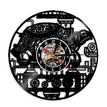 Ретро винил и стенни часовници в стил steampunk, костенурка, стенно изкуство, морска костенурка в стил steampunk, ретро украшение, часовника с часови механизъм, уникален Декор на стените