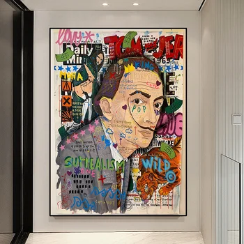 Ретро уличен поп-арт картина на известния художник на платното, плакат с графити и стенни художествена картина за домашен декор на стаята