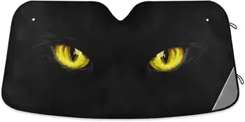 Сенника на Предното Стъкло на превозното средство Black Cat Eyes Аниме Кити Animals Авто Козирка за Защита от Ултравиолетови лъчи и Слънчевата Топлина Блокира Топлината и Су