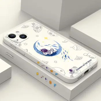 Силиконов калъф за телефон Astronautic Flying Fish за iPhone 14 13 12 11 Plus Pro Max Mini X XR XS 8 7 6 6S Plus с капак